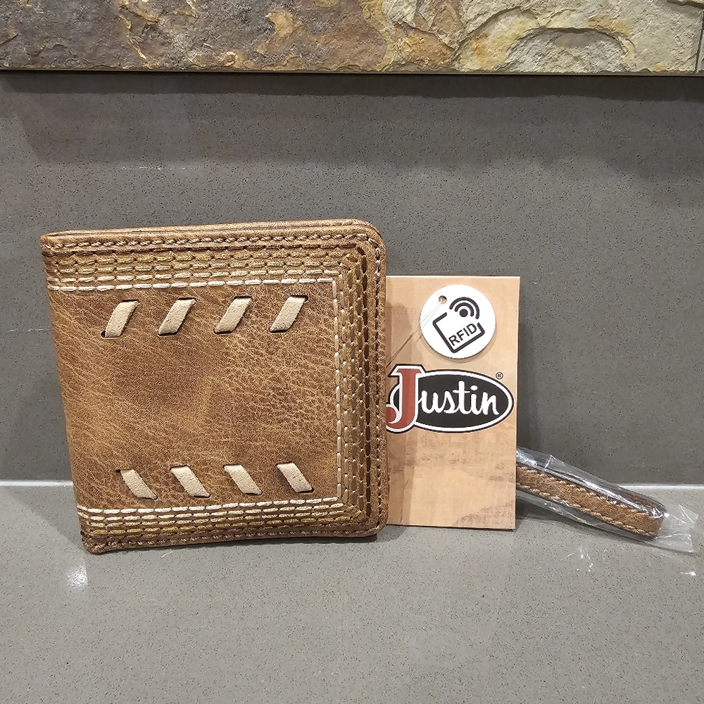 NWT Justin Boots Bifold Wallet w/Wristlet Strap